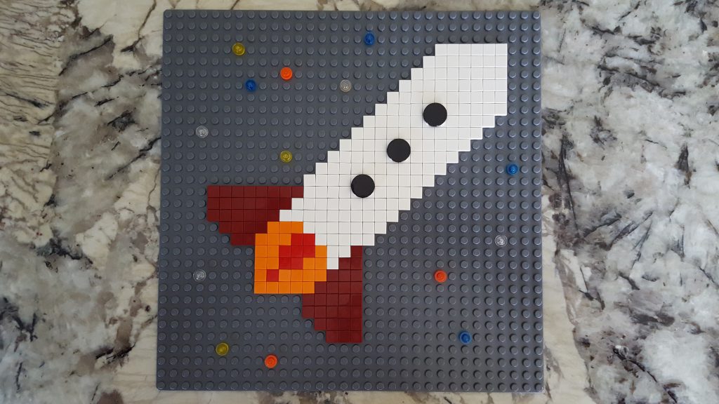 LEGO rocket ship mosaic